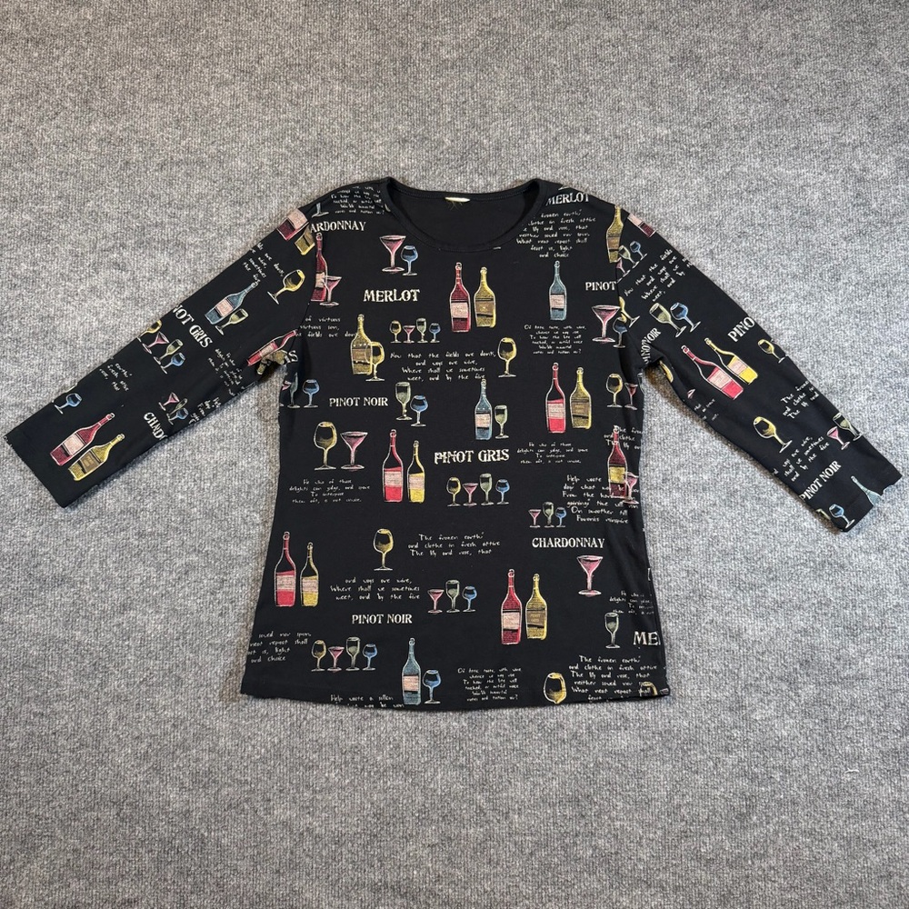 Jess & Jane Women’s Small Wine Rhinestone 3/4 Sleeve Top Made In‎ USA